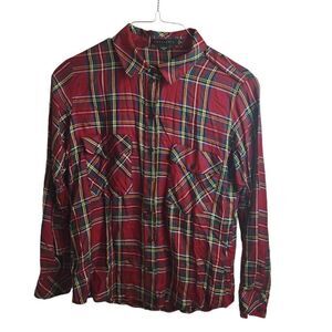 Sanctuary Holiday Plaid Snap Up Boyfriend Shirt Flannel High Quality Size Medium